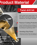 135° M35 cobalt steel twist drill bit with titanium coating details, part of M6 X 1 Spiral Point Tap And 5mm Twist Drill Bit Set Pro Grade.