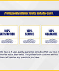 Graphic showing 100% satisfaction, service, and guarantee with car icons, promoting professional customer service after-sales.