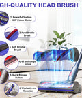 Cordless Vacuum Head Replacement For V7 V8 V11 V15 Animal V10 Cyclone Series Quick Release Attachment with brush details