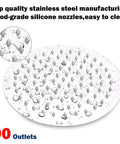 High-Pressure 8 Inch Rain Shower Head With Hose And 5-Setting Handheld Sprayer, Stainless steel body, silicone jets close-up
