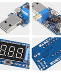 USB Step Up Down Power Supply Module With Adjustable DC-DC Boost Buck Converter from 1.2V to 24V showing USB port and display