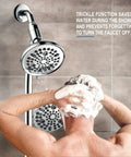 Man washing hair under High Pressure Shower Head Combo With 82 Modes 3 Way Handheld And Showerhead 25.75 Inch Stainless Steel Slide Bar.