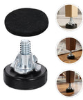 Adjustable Furniture Leveling Feet Kit 12 Pcs With T Nuts And Anti Slip Pads 1/4 Inch Thread Carbon Steel And PP Build Tool Free Install