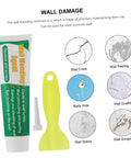 DIY Self Adhesive Wall Repair Cream Kit With Quick Drying Paste For Cracks And Holes 2 Pack Mending Set With Scraper Easy Patch For Home And Office Walls.