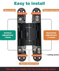 2 Pack 7 Inch Hydraulic Hidden Door Hinge Set With 180 Degree Wide Opening Self Closing Concealed Hinge 3 Way Adjustable view