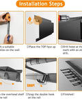 Installation steps for Beefy Heavy Duty Garage Storage System With Wall Mount Overhead Shelving 48 Inch By 7 Inch Steel Shelves And 6 Pack 12 Inch Double Hooks Supports Up To 1200 Lbs Total