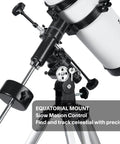 130EQ Reflector Telescope With 650mm Focal Length And 130mm Aperture Easy Manual Equatorial Mount for precise celestial tracking.