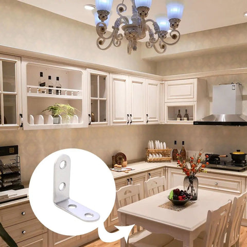 L Shaped Corner Brackets Set 18 Pieces Stainless Steel Right Angle Shelf Braces For Furniture And Home Improvement Projects in kitchen