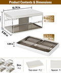 19 Quart Upgrade 4 Pack Stackable Storage Bins With 2 Lids showing dimensions and foldable feature for closet organization