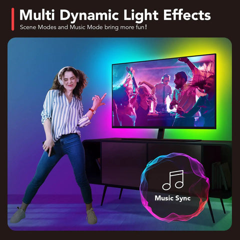 Immersive TV LED Backlights With WiFi Control And HDMI 2.0 Sync Box 4K Ambient Lighting For 30 To 65 Inch Screens app controlled