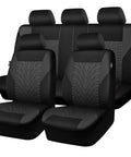 Universal Car Seat Covers Full Set With Front And Split Rear Bench, 3D Tire Embossed Interior Covers, Airbag Compatible, Charcoal