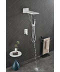 Shower System with Waterfall Rainfall and Handheld featuring brass construction, wall-mounted design with waterfall spout.