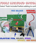 Spaceship Kit STEM Project Learn How To Solder Beginner Friendly Electronics Set With Tools Included For Teens 12 Plus And Adults To Build Real Circuits And Show Off Your Soldering Skills., PCB holder, safety glasses, diagonal cutters, soldering iron