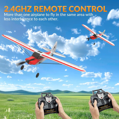 Sport Cub 4CH RC Plane For Beginners With Six Axis Gyro Stabilizer And Prop Saver, 500mm Red RTF Trainer flying outdoors
