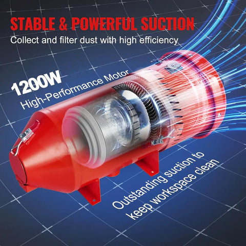 Beast 1.6 HP Industrial Dust Collector With 1.8 Gallon Tank, showcasing high-performance motor and suction