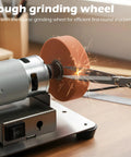 Hella Versatile Mini Bench Grinder Fitted With Three High Speed Buffing Wheels For Razor Knife Sharpening And Spotless Metal Polish grinding scissors with rough wheel.