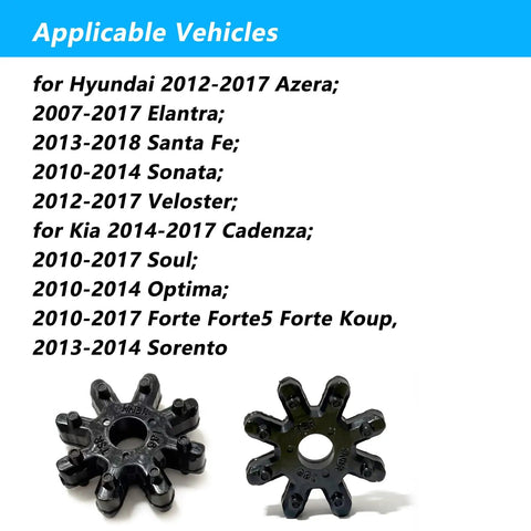 Flexible Steering Coupling For Hyundai And Kia Vehicles, 2 Piece Steering Column Motor Adapter black rubber set