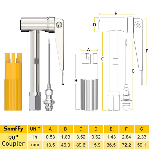 90 Degree Grease Gun Coupler Set Right Angle Zerk Fittings Adapter for Tight Spaces No Leakage 12000 PSI Quick Release Kit