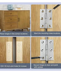Ten Piece Stainless Steel Flat Cabinet Hinges Set, Rust Resistant, Easy Install demo on wooden cabinet.