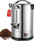 Heavy Duty 24L Stainless Steel Coffee Urn Dispenser Holds 160 Cups Dual Layer Warmer with coffee grounds