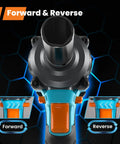 Cordless One Half Inch Impact Wrench With 20V Battery showing forward and reverse functions