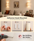 Battery Operated Wall Sconce Set Of Two With Remote And Usb C Rechargeable Power No Drill Setup That Is Totally Renter Friendly And Delivers Smooth Ambiance Vibes Without Having To Pay Cash For An Electrician, showcasing adhesive hook setup.