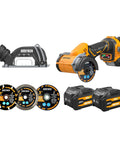 20V Cordless Mini Circular Saw with Brushless Motor, 18,000 RPM, 3 blades, 2 batteries, and charger for wood, metal, tile, PVC cutting