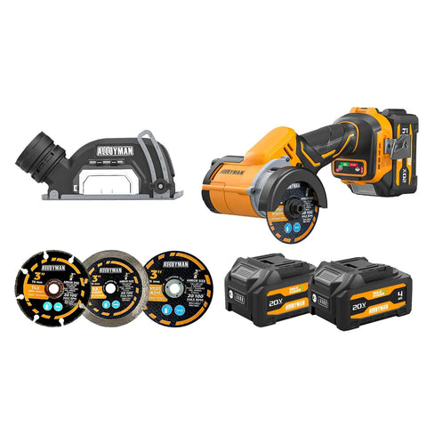 20V Cordless Mini Circular Saw with Brushless Motor, 18,000 RPM, 3 blades, 2 batteries, and charger for wood, metal, tile, PVC cutting