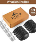 Sleek 3 Inch Cup Drawer Pulls Matte Black 10 Pack Half Moon Cabinet Handles set with hardware screws in box.