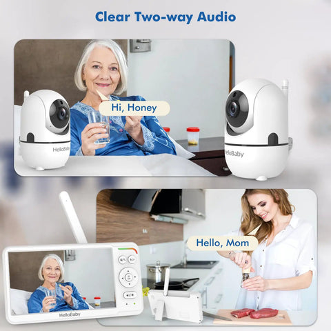 Top Shelf 6 Inch Video Baby Monitor With Ips Screen And Camera For Crystal Clear Audio And 30 Hour Battery Life Featuring Night Vision Two Way Talk And Portable Design That Is A Straight Up Game Changer showcasing two-way audio in use.