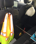 Flexible Over The Seat Hard Hat Rack Holder For Back Seat Headrest Hanger Two Pack Black Expands To Fit Any Hard Hat installed