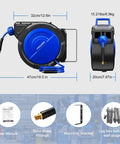 80 Ft Retractable Air Hose Reel Ultimate Garage Workhorse For Air Compressors 300 Psi Max 3 8 Inch Hybrid Tubing dimensions with accessories