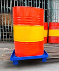 Beefy Heavy Duty Spill Containment Platform with Drain and Non Slip Utility Tray for Warehouse and Garage Use holding drums