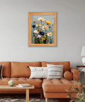 Living room with framed wildflowers painting, similar to the Paint By Numbers Kit For Adults Beginners Wildflowers On Canvas DIY Acrylic Or Oil Easy Step By Step Painting For Chill Relaxation And Home Wall Decor 16 By 20 Inch Without Frame