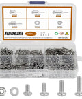500-Piece Stainless Steel Nuts And Bolts Kit With Flat Washers And Phillips Pan Head Screws, M2 Metric Set In 6mm 8mm 12mm 16mm Lengths