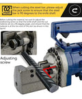 Portable Hydraulic Steel Bar Shear And Electric Crimping Tool Built For The Daily Grind Hustle Ready Gear showing adjusting screw for rebar cutting.