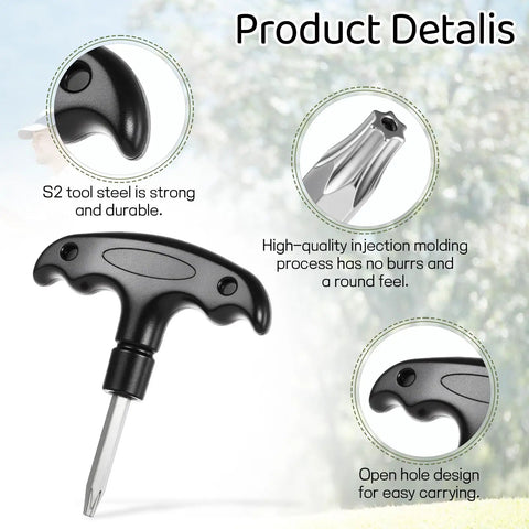 Adjustable Golf Wrench Tool For Driver Heads, Stainless Steel, Plastic Handle, Head Adjustment Tool shown with features