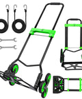 Stair Climbing Dolly With Six Wheels For Heavy Duty Loads 2 In 1 Hand Truck Cart folded with elastic cords and tools