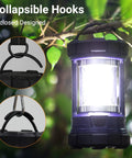 3200LM Camping Lantern With 4600mAh Phone Charger hanging with collapsible hooks