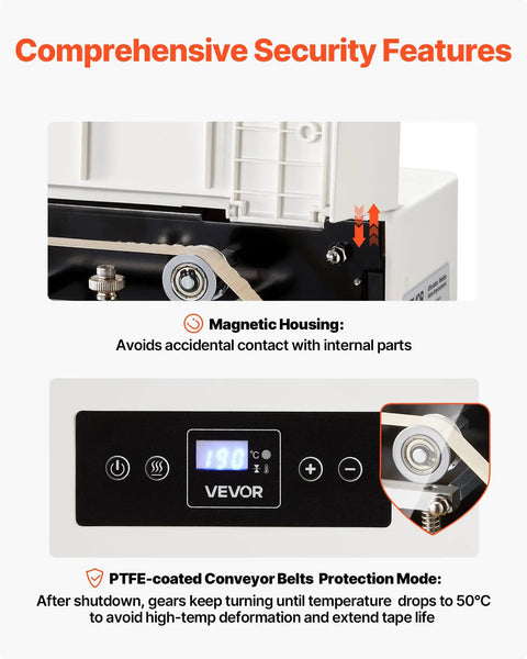 Automatic Continuous Band Sealer For Plastic Bags 0.32 To 0.47 Inch Seal Width With Digital Temperature Control detail view