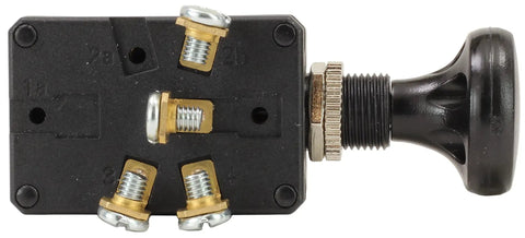 30 Amp 3 Way Push Pull Switch For Auto Dash Lights Parking Lights And Headlights Universal Mount Fits Seven Sixteenth Inch Panel Hole In Panels Up To One Quarter Inch Thick With Screw Terminal Contacts, black screw terminals