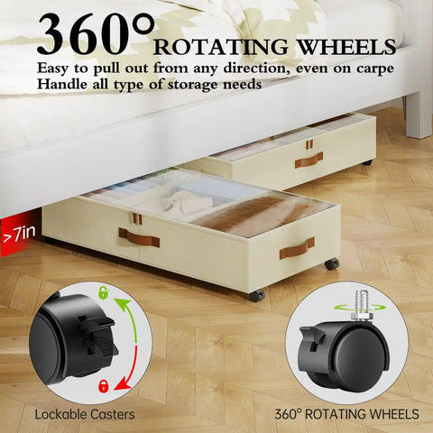 Smooth Roll Underbed Storage Cubes With Secured Transparent Lid And Custom Fit Dividers Two Pack Sturdy Plastic Bins For Winter Jackets Sneakers And Travel Gear A Real Deal Bedroom Refresh