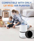 Replacement 3 In 1 H13 True HEPA And Activated Carbon Filter For LV H132 Air Purifier 2 Pack shown with family in living room