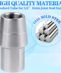 Five Eighths Inch 18 Thread Right Hand And Left Hand Weld In Bung Tube Adapter Kit With Universal Heim Joint Built To Last For Steel Tubing And Tie Rod End Setups, 1045 steel