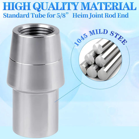 Five Eighths Inch 18 Thread Right Hand And Left Hand Weld In Bung Tube Adapter Kit With Universal Heim Joint Built To Last For Steel Tubing And Tie Rod End Setups, 1045 steel