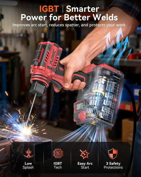 Badass Lightweight 110V Handheld Arc Welder Delivers Knockout 200A IGBT Power With An Easy LCD Screen And Three Killer Modes for DIY welding.