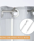 No Sweat Curtain Pull Wands 46 Inch White Acrylic Drapery Rod Openers With Hooks And Rings Heavy Duty Window Treatment Essentials For High Ceilings Smooth Glide Action with rings and curtain.