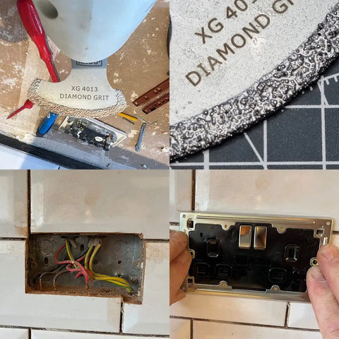 Four Pack Diamond Grout Removal Blades For One-Eighth Inch Grout Lines, Oscillating Tool Compatible, Ultra Sharp Grout Removal For Tile Mortar Thinset Plaster, Not For Cutting Tile Or Granite, 2.3mm Thick