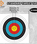 Pro Grade Backyard Archery Target Paper 31.5 By 31.5 Inches Thick 14mm 120g 10 ring standard face with dimensions