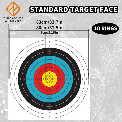 Pro Grade Backyard Archery Target Paper 31.5 By 31.5 Inches Thick 14mm 120g 10 ring standard face with dimensions